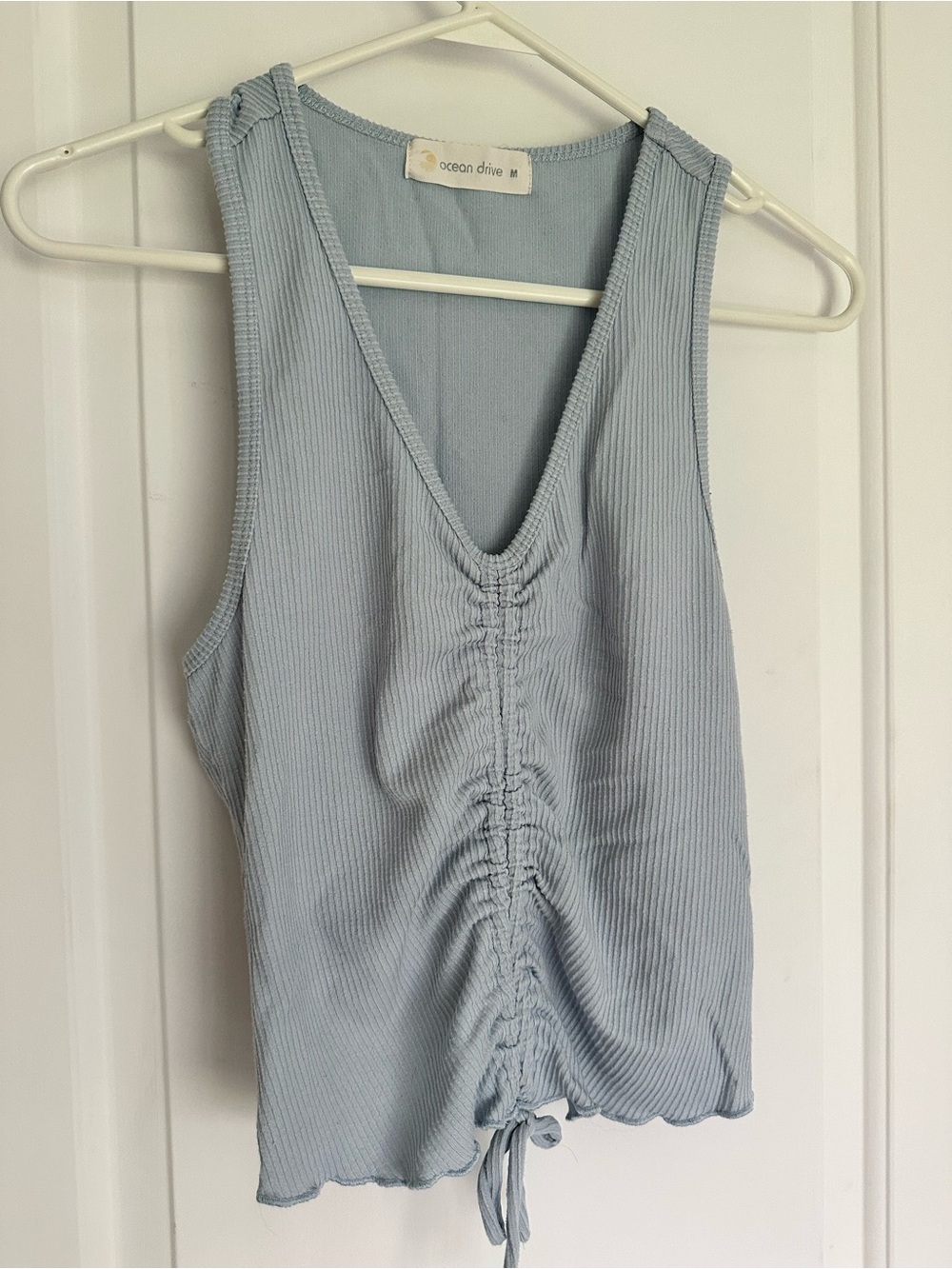 Ocean Drive Pale Blue Ruched Drawstring Tank Pants Set Matching Set Medium M